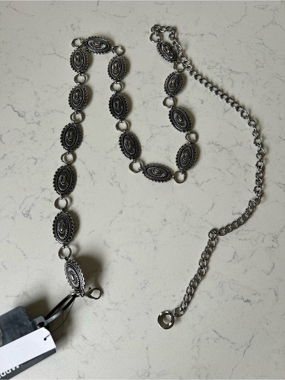 NWT Madden NYC Silver Concho Chain Belt with Engraved Embellished Medallions - Picture 6 of 10